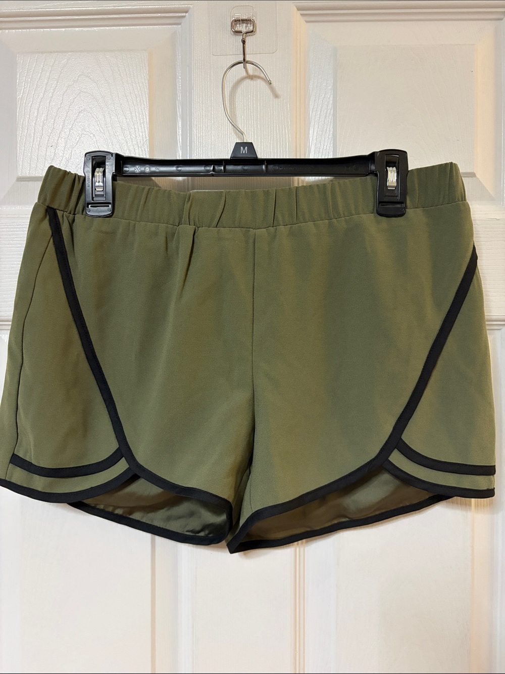 bebe Olive Green Athletic Shorts with Black Trim